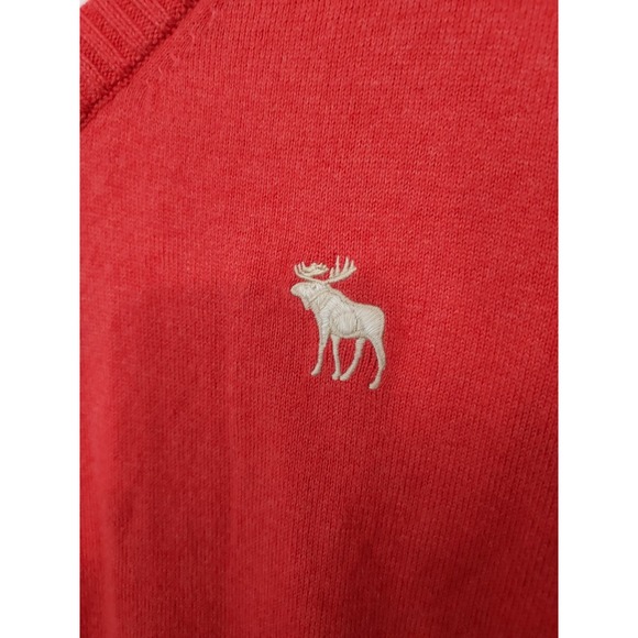Abercrombie & Fitch Sweater Men's Large Orange Y2K Logo V-Neck Long Sleeve - Picture 4 of 6